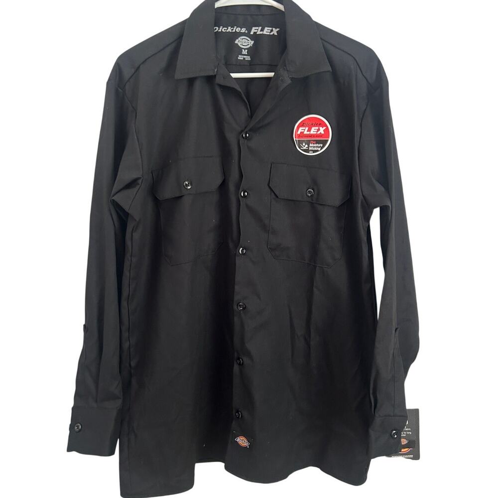 Dickies FLEX Long‑Sleeve Work Shirt – Black Button‑Up (Men’s Medium) NWT